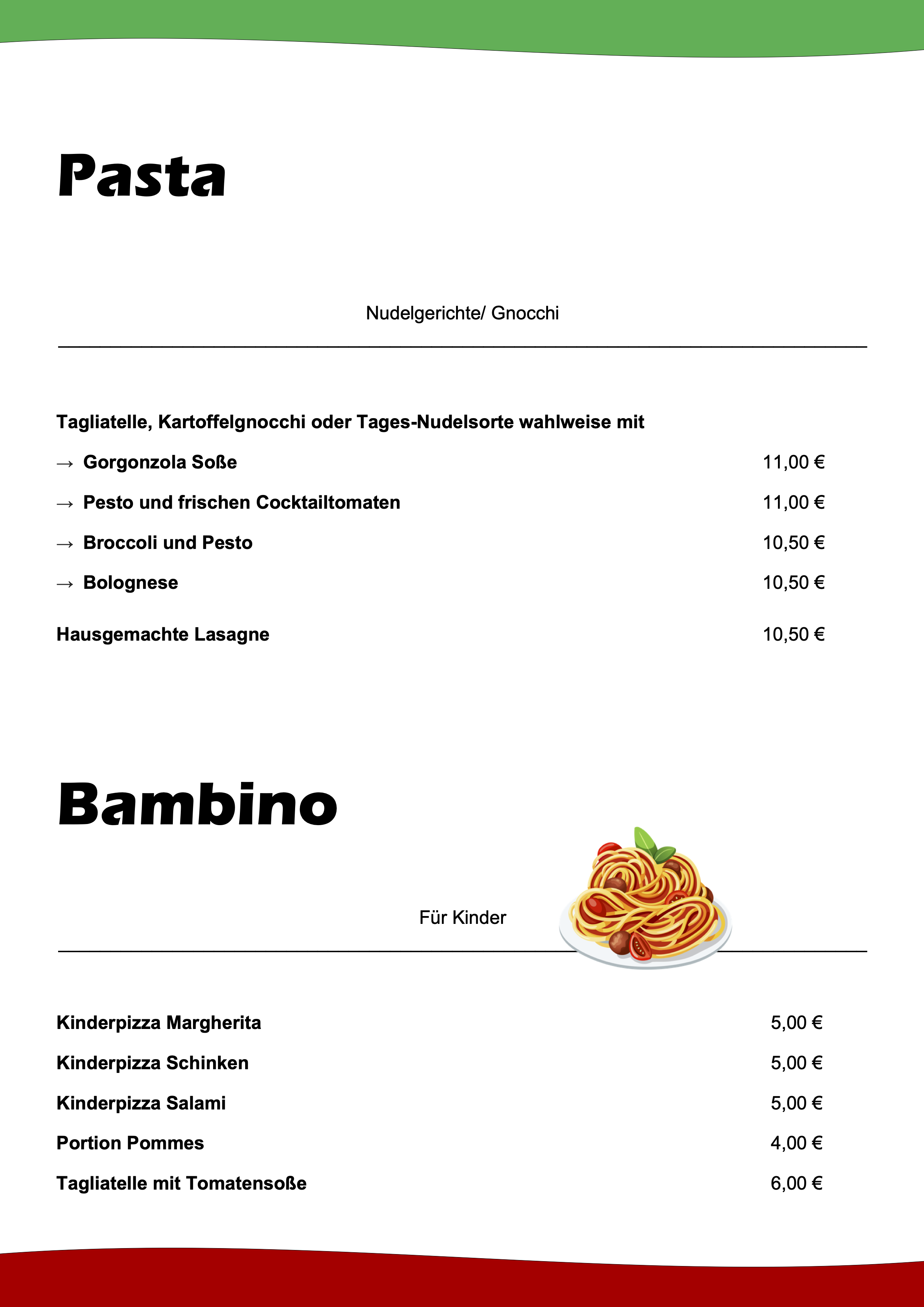 Unsere Speisekarte Wie In Italien Mit Pizza Pasta Antipaste Und Mehr